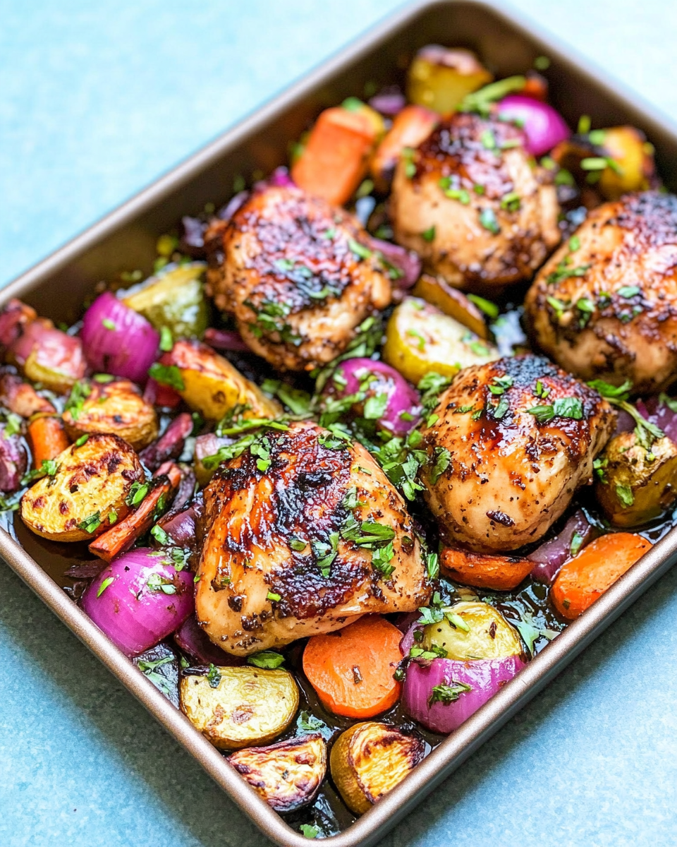 Balsamic Glazed Chicken and Veggies (Sheet Pan) made easy!