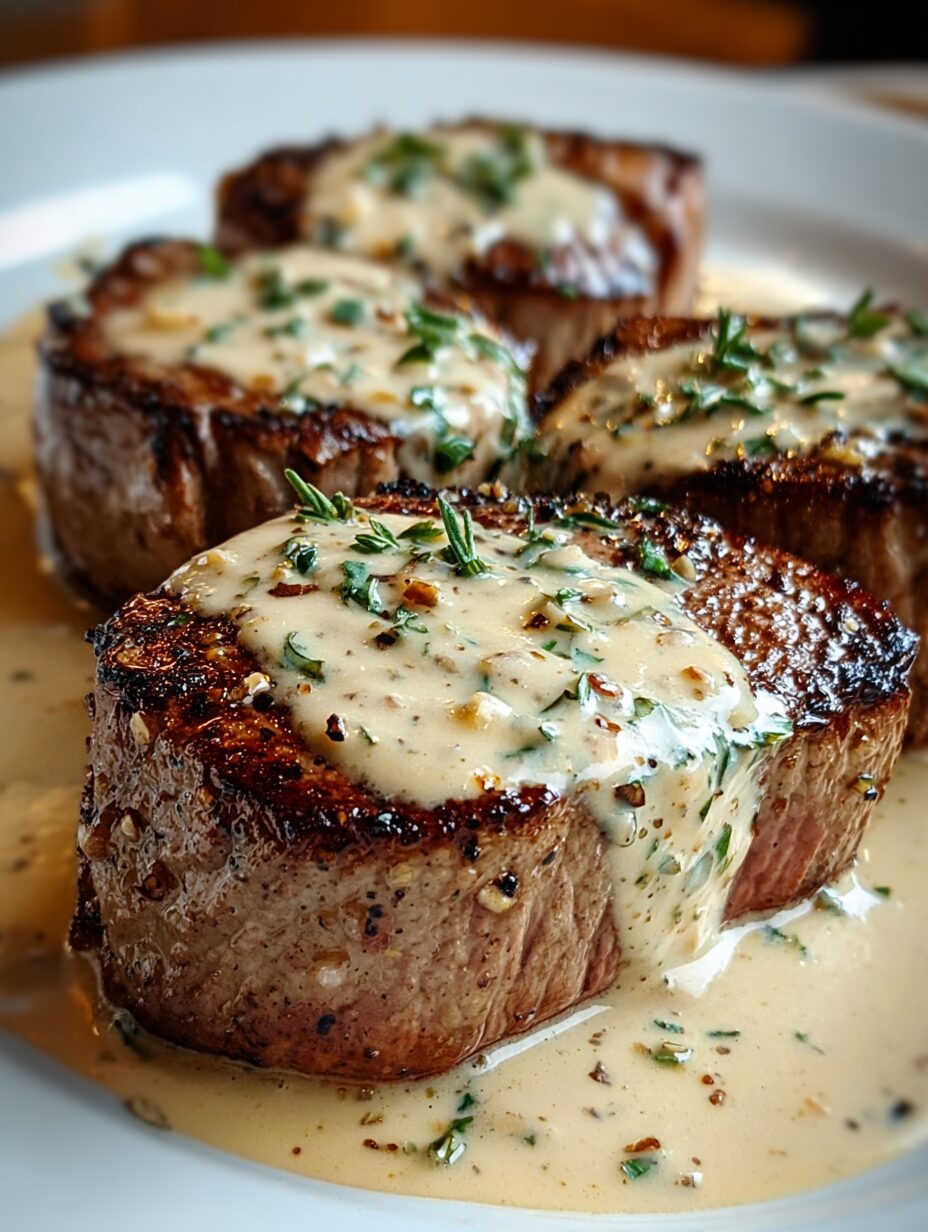 Steak with Haunted Bourbon Garlic Cream Sauce Recipe