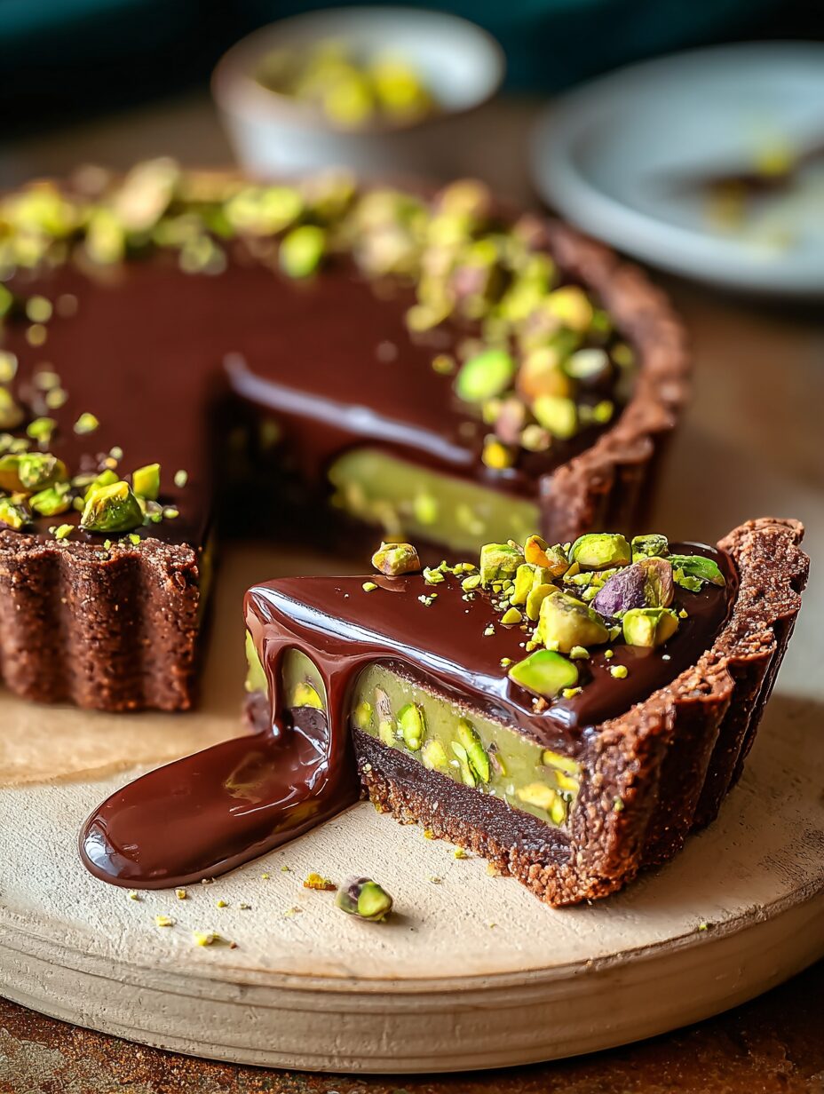 Chocolate Pistachio Tart with Ganache: An Irresistible Delight!