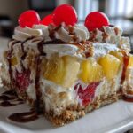 Easy Layered No-Bake Banana Split Cake with Graham Crust