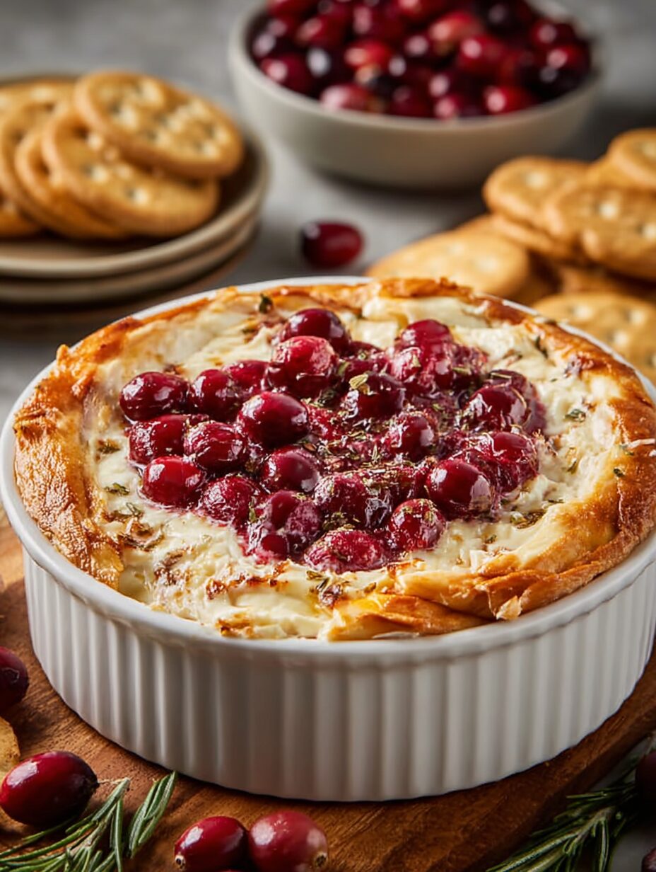 Baked Cranberry Cream Cheese Dip with a Golden Crust Recipe