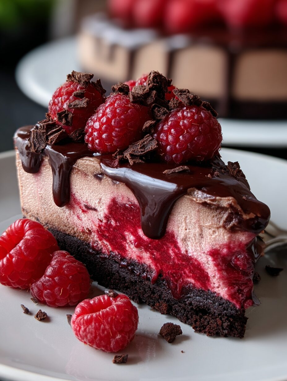 Dark Chocolate Raspberry Cheesecake Made Easy