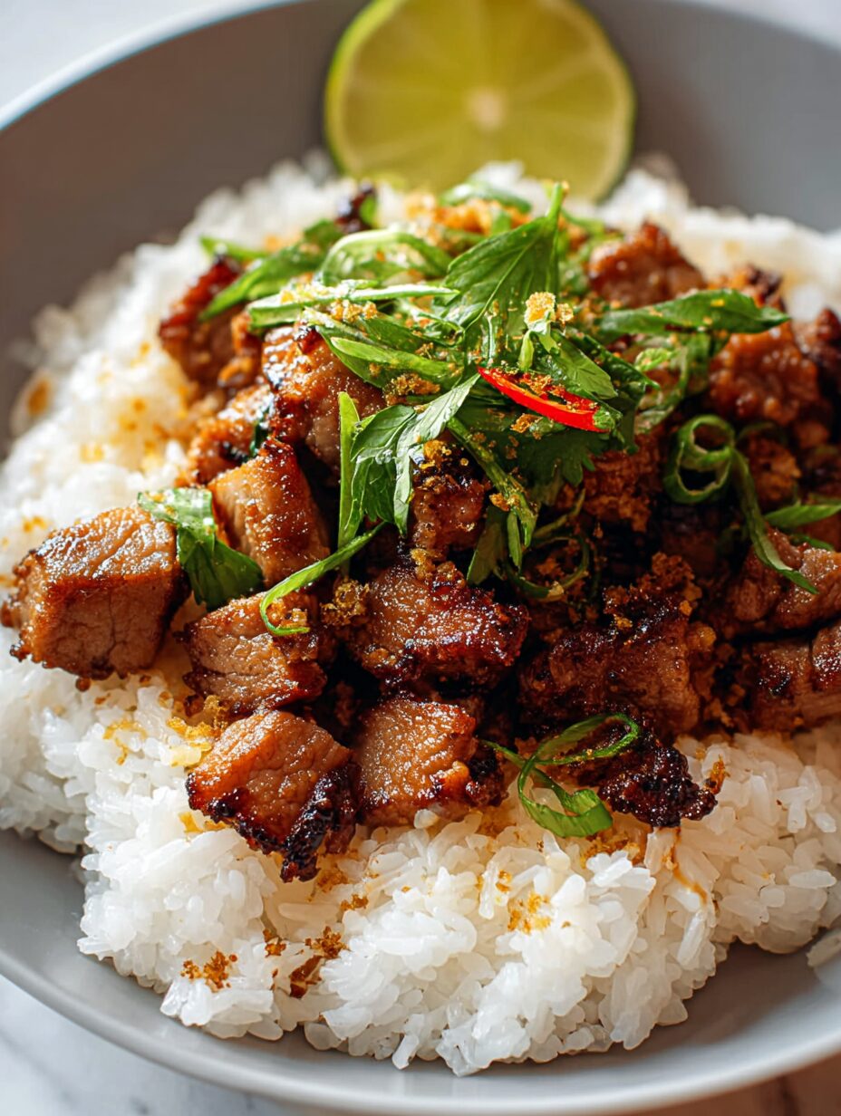 Ginger-Lime Pork over Creamy Coconut Jasmine Rice recipe delights!
