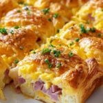 Ham and Cheese Croissant Breakfast Casserole Delight