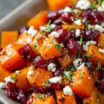 Honey Roasted Butternut Squash with Cranberries and Feta