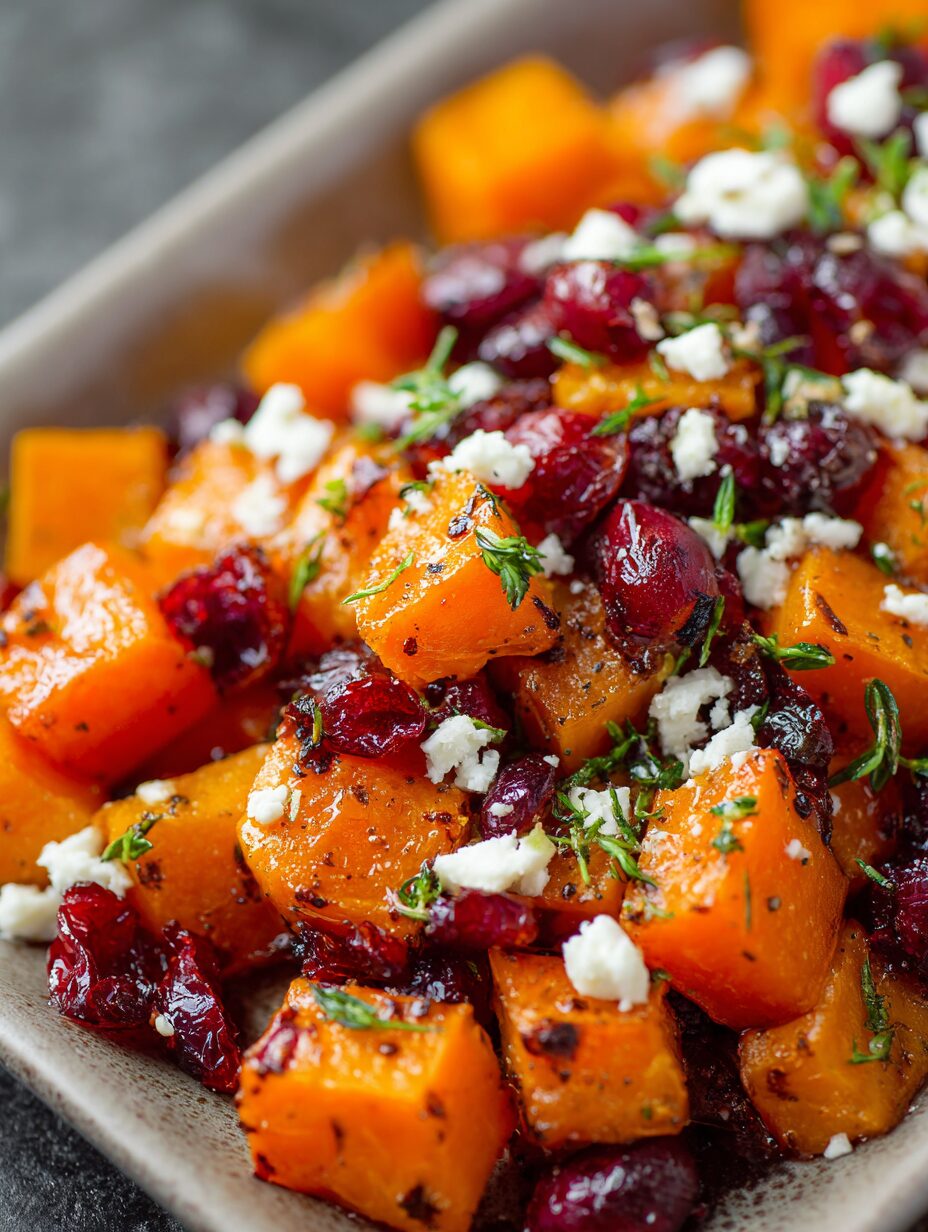 Honey Roasted Butternut Squash with Cranberries and Feta Will Delight You!