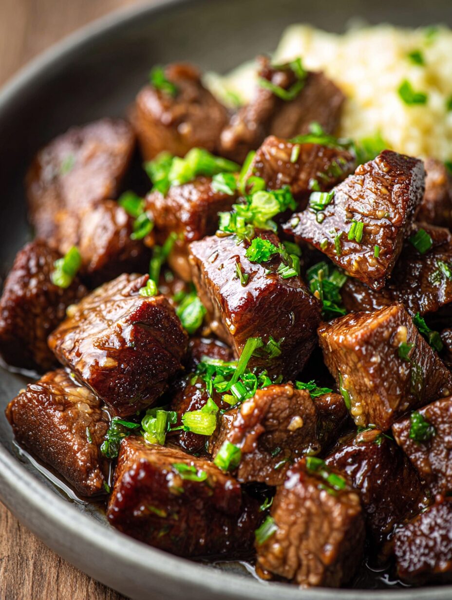Tender Crockpot Steak Bites with Garlic Butter are divine!