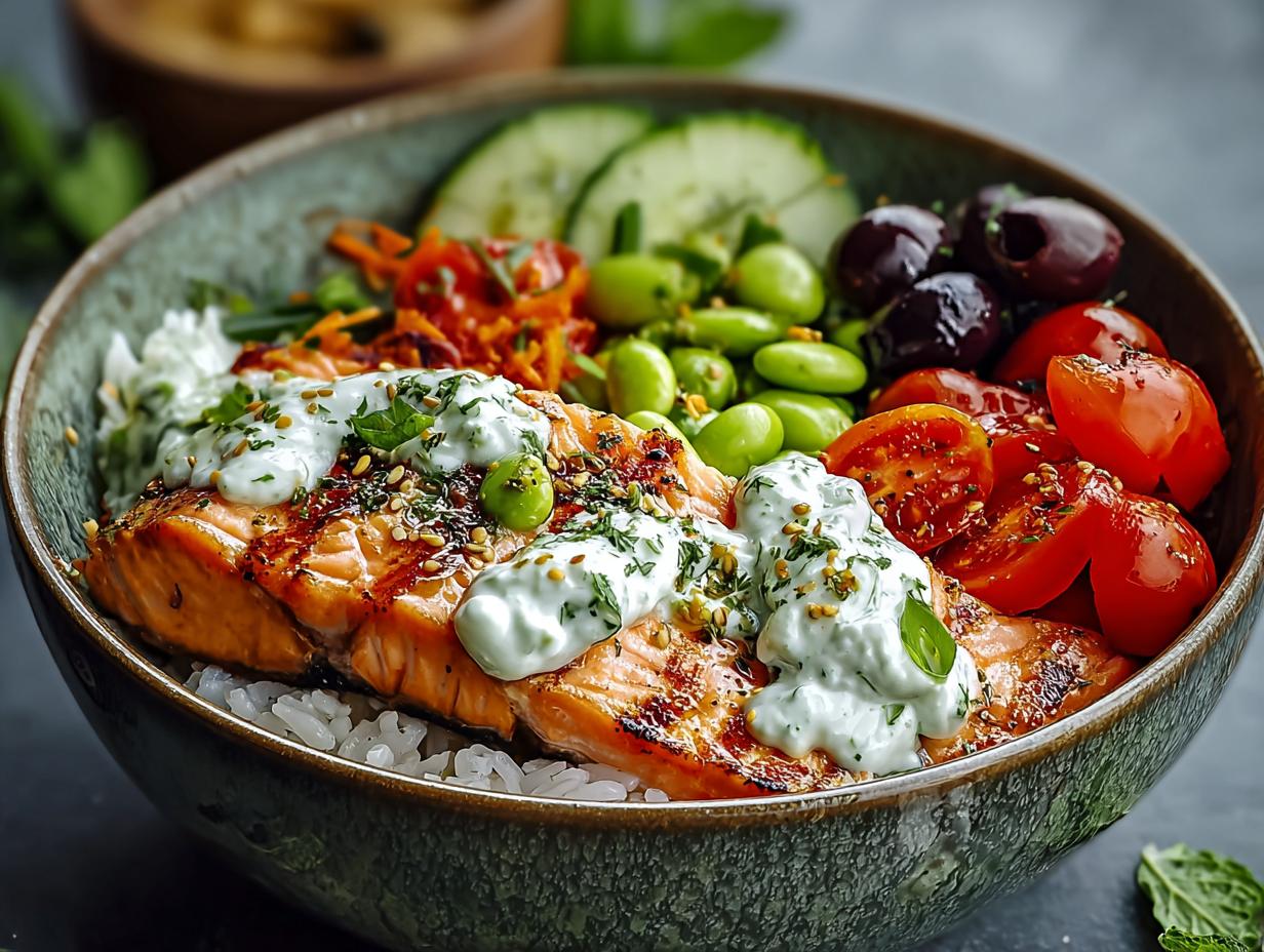 Mediterranean Salmon Bowl: 8 Incredible Flavors - Mediterranean Salmon Bowl - additional detail