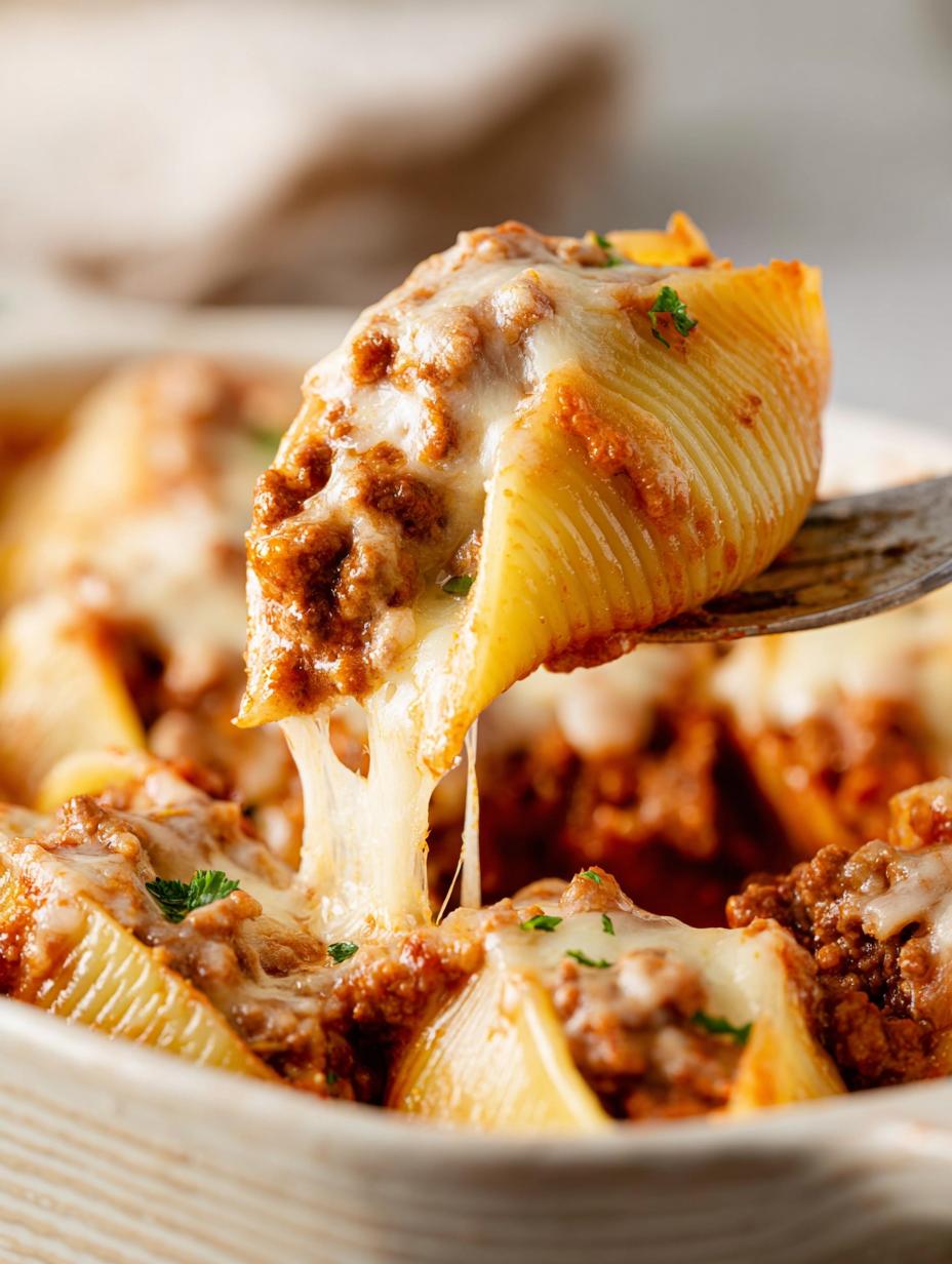 Cheesy Beef Stuffed Shells: 1 Amazing Comfort”},