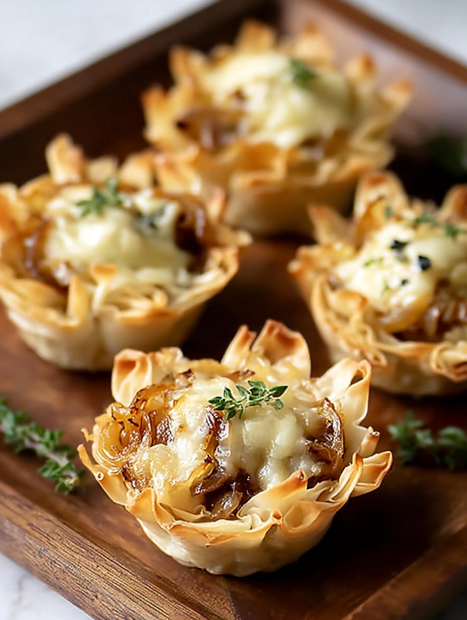 Melted Cheese French Onion Tartlets: 12 Amazing Bites - French Onion Tartlets - additional detail
