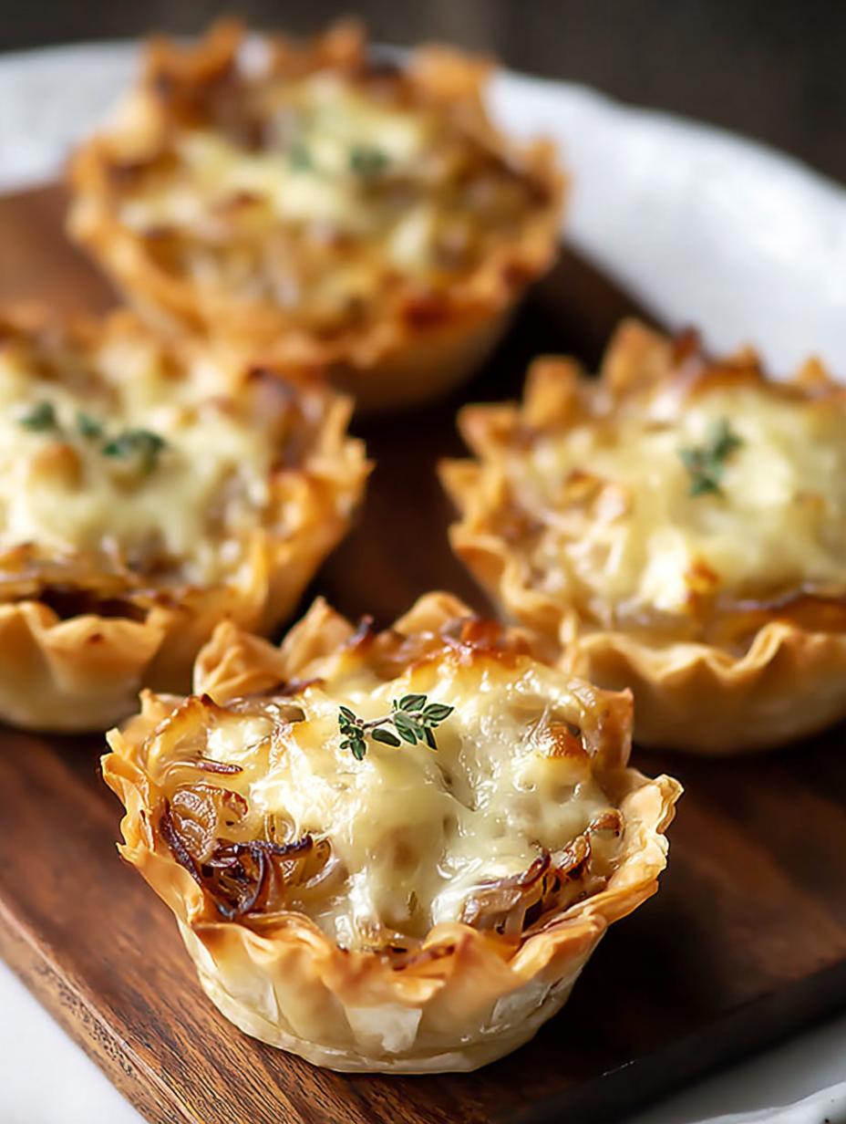 Melted Cheese French Onion Tartlets: 12 Amazing Bites - French Onion Tartlets - additional detail