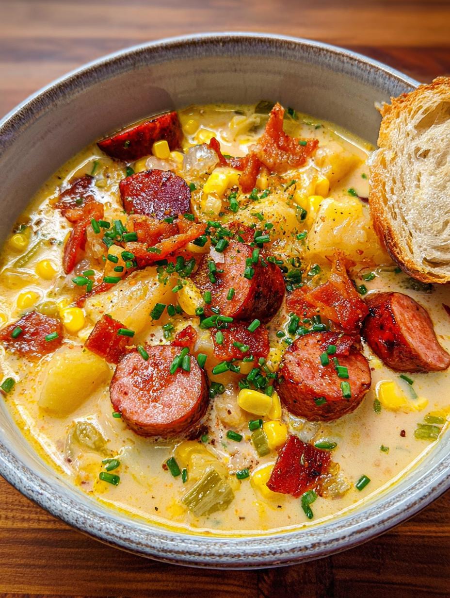 Hearty Kielbasa Corn Chowder - Kielbasa Corn Chowder - additional detail