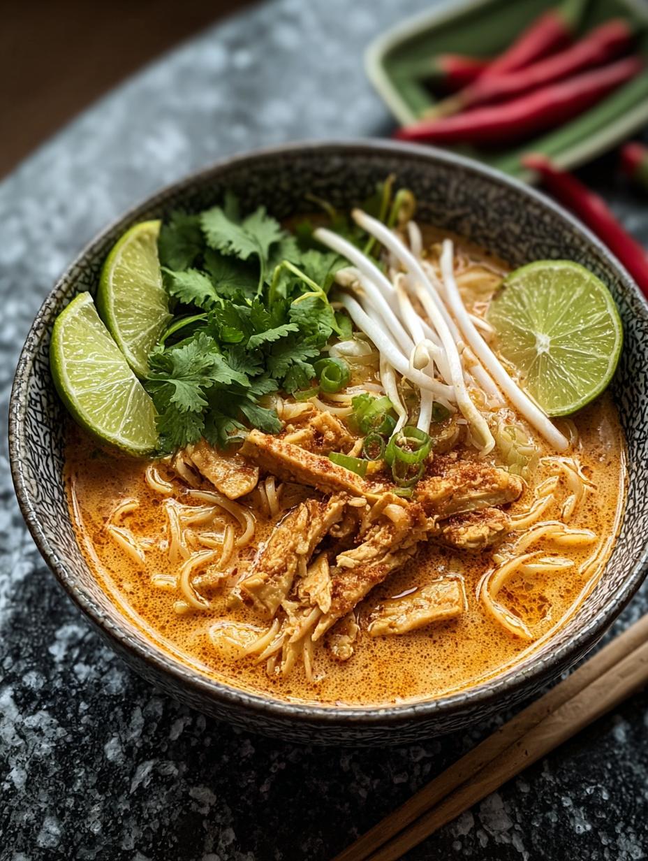 Vegan Khao Soi Thai: Aromatic curry paste ingredients being prepared