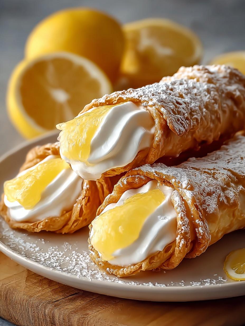 Zesty Lemon Meringue Pie Cannoli - Close-up of a filled cannoli shell