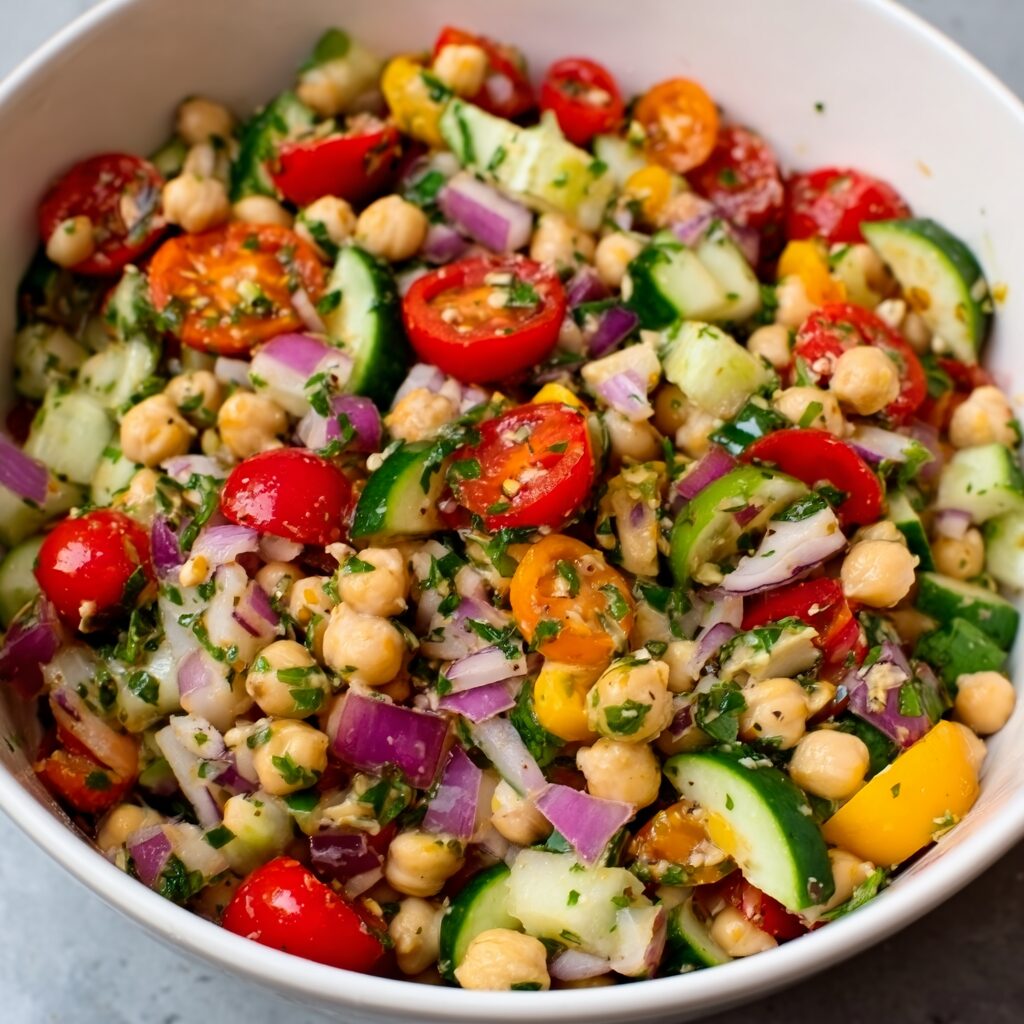 Flavorful Herb-Marinated Veggie & Chickpea Salad