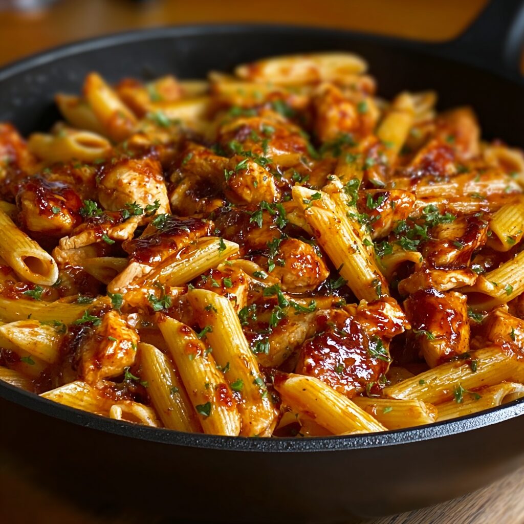 Savory One-Pan Tangy Honey BBQ Chicken Penne