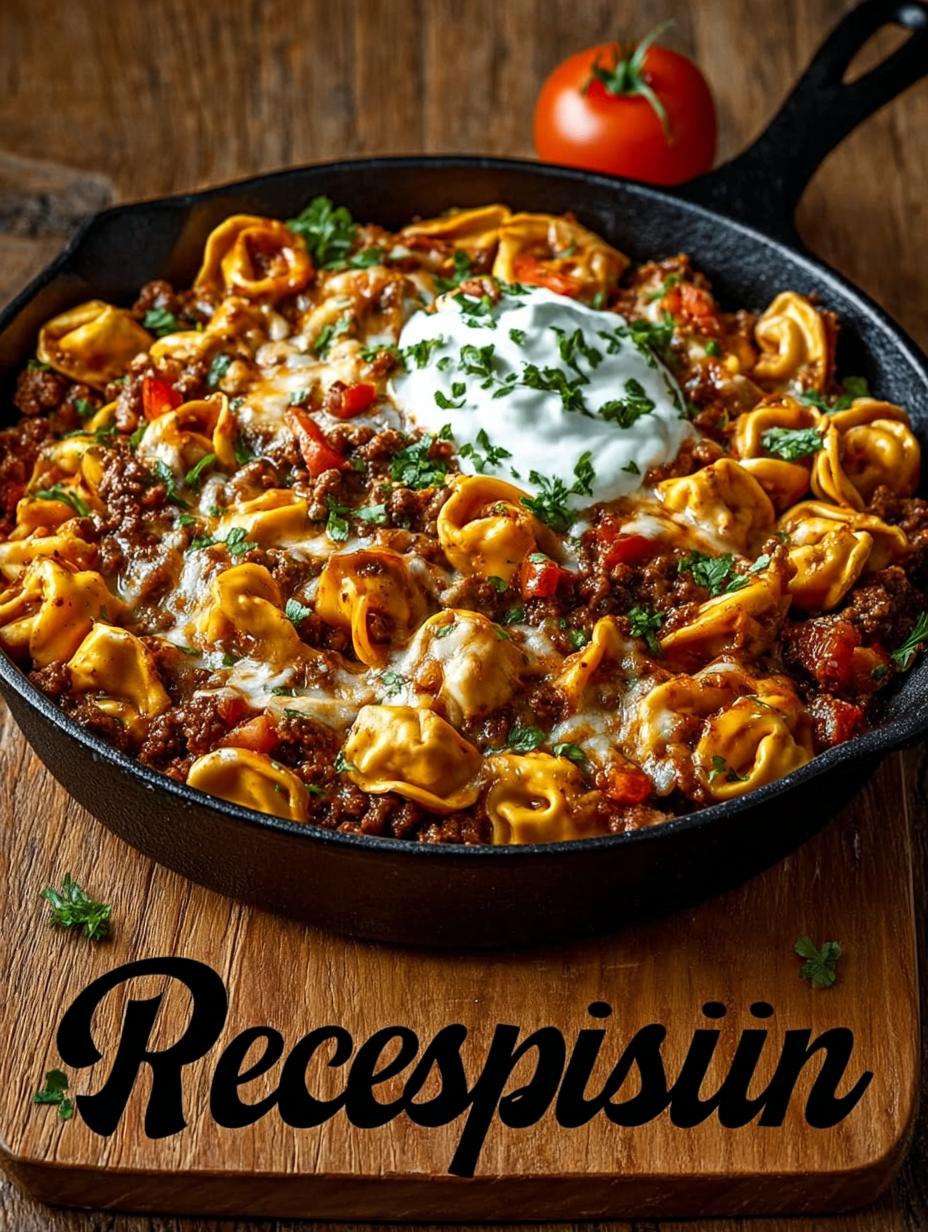 Cheesy Beef Enchilada Tortellini Delight