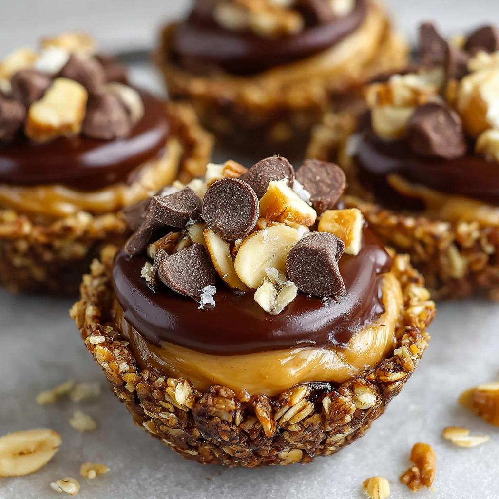 Chocolate Granola Cups with Peanut Butter Filling