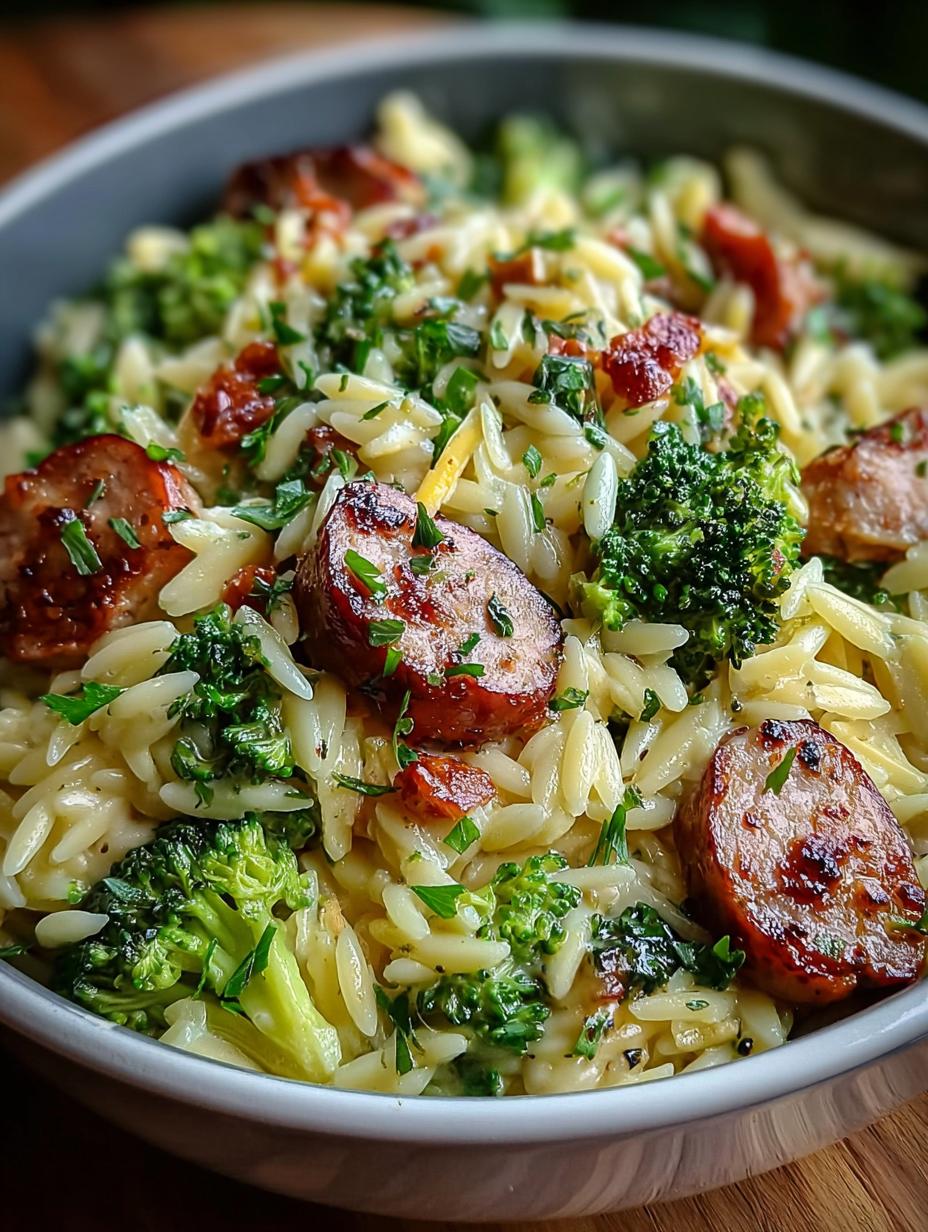 Savor the Harmony of Chicken Sausage and Broccoli Orzo