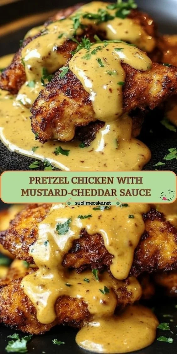 Pretzel Chicken with Mustard-Cheddar Sauce